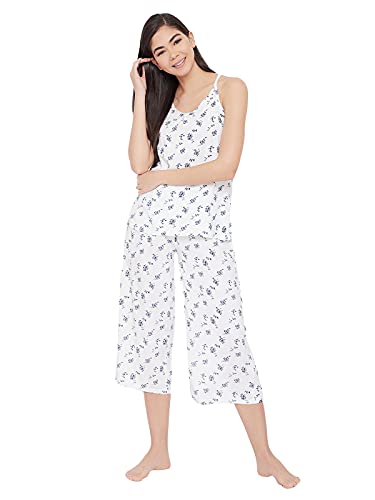 Image of Clovia Women's Rayon Pretty Floral Cami Top & Culottes