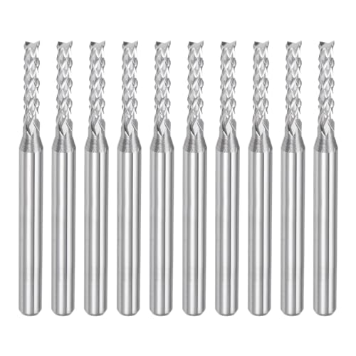uxcell 10Pcs 2.1mm Carbide End Mill Engraving Milling Cutter CNC Router Bits for PCB Machine, 1/8" Shank