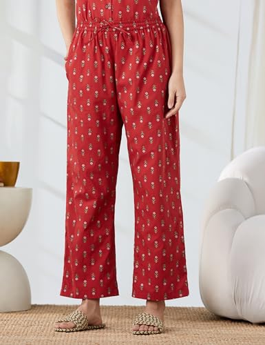 Image of Amazon Brand - Myx Women Cotton Shirt and Relaxed Pajama Set | Night Suit Set (Available in Plus Sizes)