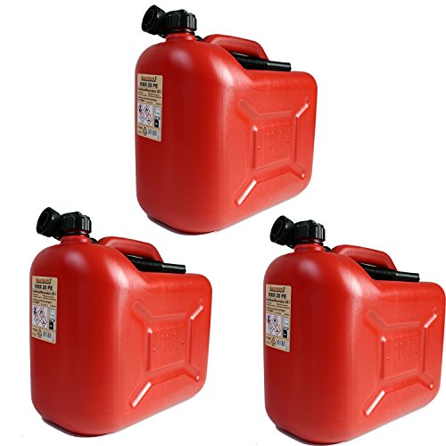 3er Set: 3x Benzinkanister 20 Liter rot KKR 20 PE Reservekanister
