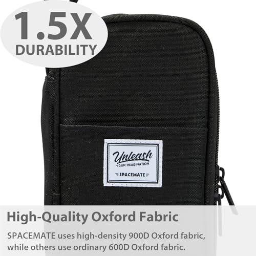 Image of SPACEMATE Pencil Case Pouch Box Bag School Supplies Girls Boys Kids, Cute Preppy Stuff Large Big Capacity Aesthetic Pen Organizer, Back to College Stationary, Black, Classic Stlye, 1800ml