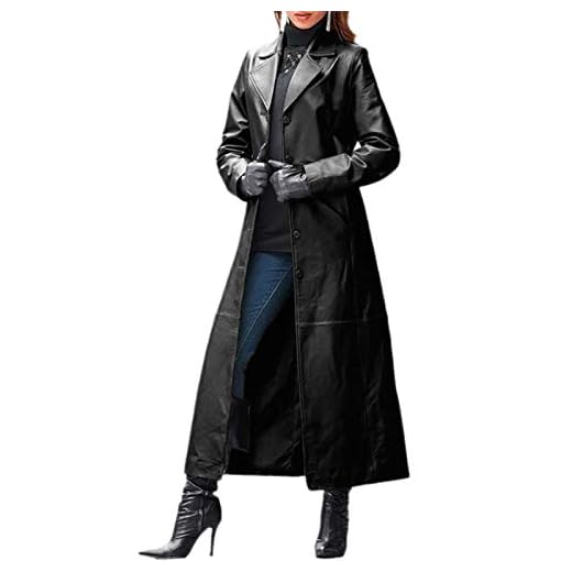 Manteau coupe-vent long et fin en similicuir pour femme, couleur unie, Noir , M
