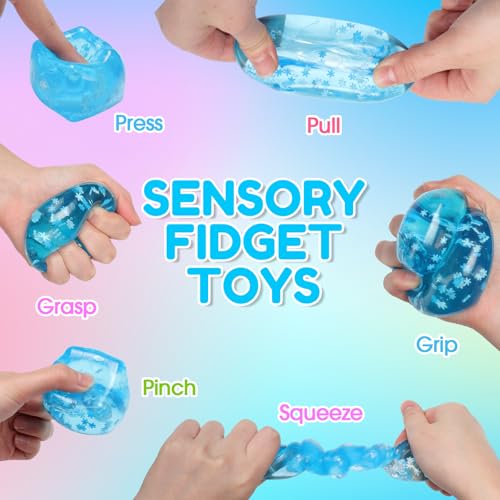 Image of Gemscream Stress Cube Bulk Slow Rising Ice Cube Stress Ball Sensory Squeeze Cubes Halloween Goodie Bag Stuffing for Adult Birthday Gift Anxiety Relief Party Favors(12 Pcs,Blue)