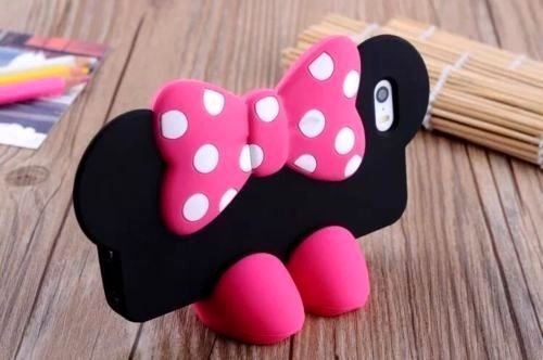 iPhone 7 Plus Case, TISHAA 3D Minnie Mouse Cute Rubber Silicone with Shoes Kickstand Cell Phone Carrying Case for Apple iPhone 7 Plus (2016) (1 Minnie Hot Pink)