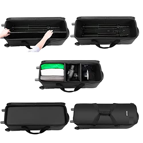 Photo Studio Equipment Trolley Case,Photographic Equipment Accessories,Carrying Roller Bag With Padded Compartment And Wheels Photo Stand Case For Light Stand Bag Wheels, Tripod, Strobe Light ,M #TOP3