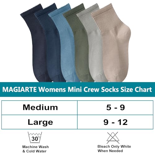Image of MAGIARTE Womens Mini Crew Socks Pure Cotton 6-Pack | Athletic,Casual,Seamless Toe,Moisture Wicking,Combed Cotton, Anti-pilling Cotton,Gift box packaging,Stretch-to-fit design