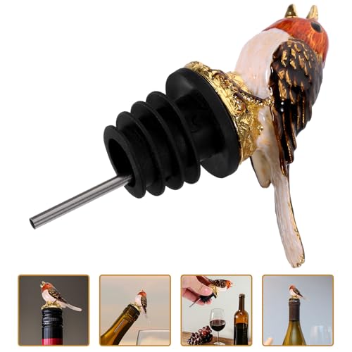 Vertedor de licor antigoteo con diseño de pájaro dorado y tapón multifuncional para vino tinto 7