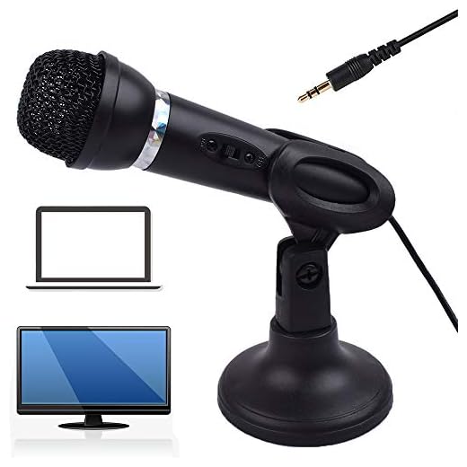Cdycam PC Microphone with Mic Stand, 3.5mm Jack Plug &Play Home Studio Condenser Microphone for PC, Laptop, iPad, iPhone, Mac- Recorder Singing YouTube Skype and Gaming