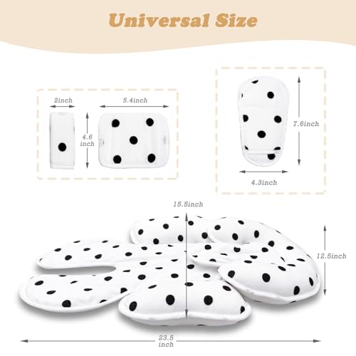 Image of Infant Car Seat Insert, 2 in 1 Carseat Head Neck Pillow for Newborn, Breathable Baby Carriage Pad with Strap Covers, Fit Car Seat, Stroller, Bouncer, Polka Dot
