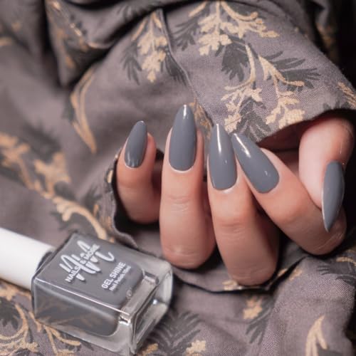 Image of Nails & More Dark Grey Nail Polish, Argan Oil-Infused Gel Shine, Charcoal Nails, Modern & Sleek | 10ml