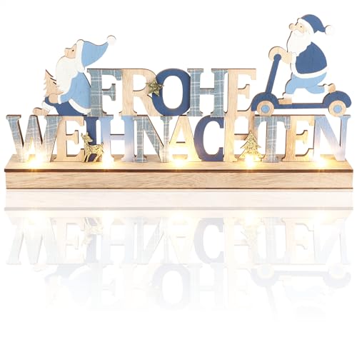 com-four® LED Deko Aufsteller aus Holz - beleuchteter Schriftzug auf...