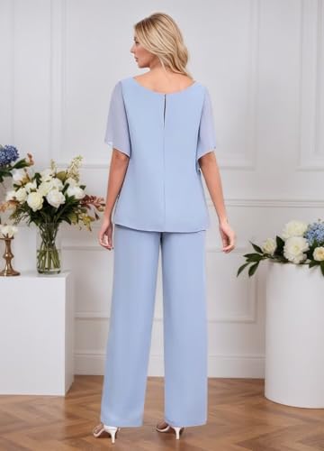Chiffon Mother of The Bride Pant Suits for Wedding 2 PCS Pantsuits for Women Casual 20254
