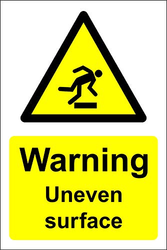 Warning uneven surface Safety sign - 1.2mm Rigid plastic 200mm x 150mm