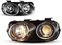 AUTOFREE Headlight Assembly Compatible with 1994-1997 Integra Headlamp High/Low Sealed Beam BLACK/CLEAR(1pair)