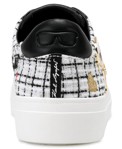 KARL LAGERFELD Women's Cate Pins Tweed Lace Up Platform Sneaker3