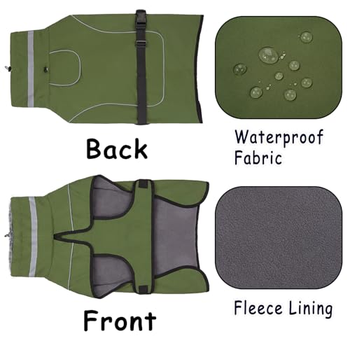 Axcimond Mantel Hund Wasserdicht Winter Hundemantel Warm Wasserdicht Hundejacke Fleece Hundepullover Hundemantel mit Fellkragen Reflektierend Winterjacke für Kleine Mittlere Große Hunde Regenmantel
