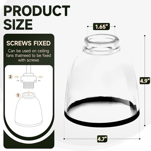 Image of Clear Glass Bell Shade with Black Trim - 1.65 inch Fitter Opening - Replacement for Chandeliers, Wall Sconces, Vanity & Ceiling Lights - Classic Home Lighting Decor, 4 Pack