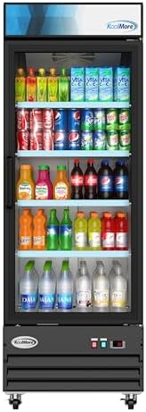 KoolMore MDR-1GD-23C glass door refrigerator with LED lighting and adjustable shelves