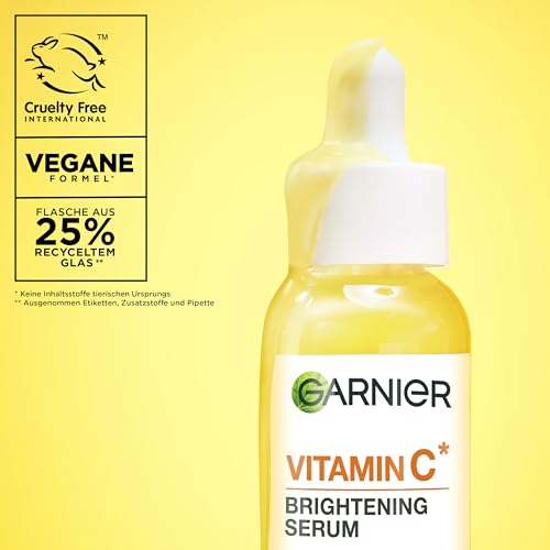 Garnier Vitamin C Aufhellendes Serum gegen Pigmentflecken, Gesichtsserum mit 4 Prozent Vitamin C, Niacinamid, Salicylsäure und Melasyl, für einen strahlenden Teint, für alle Hauttypen, 1 x 30 ml