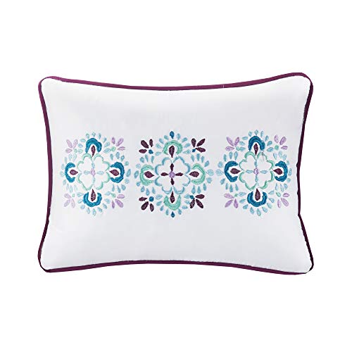 Intelligent Design Joni Cozy Daybed Cover Set - Casual Boho Pieced Design, Modern All Season Bedding Set With Bedskirt, Matching Shams, Decorative Pillow, 39"X75", Purple 6 Piece #TOP7