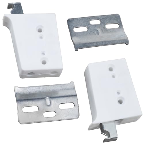 AERZETIX - C74772 - Lot de 6 Ferrures boîtiers de suspension pour meuble haut de cuisine et salle de bain - fixation murale à visser - en acier et en plastique - couleur blanc