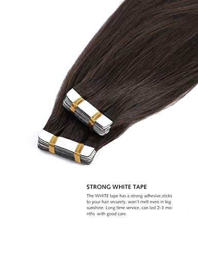 Yamel Tape In Hair Extensions Human Hair Dark Brown Hair Extensions 12 Inch 20Pcs Tape In Human Hair Extensions #TOP2