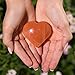 KALIFANO Orange Heart Selenite Worry Stone with Healing & Calming Effects - High Energy Palm Stone Used for Cleansing and Protection (Information Card Included)