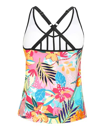 Image of Yonique Womens Tankini Top Only Athletic Swim Top Modest Tankini Swimsuit No Bottom