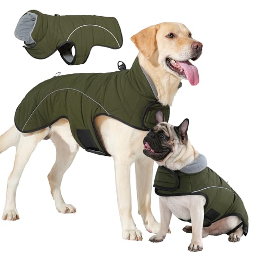 LIANZIMAU Hundejacke Wasserdichter Hundemantel Reflektierende Jacke für kaltes Wetter mit weichem Fleecefutter Warmer Mantel