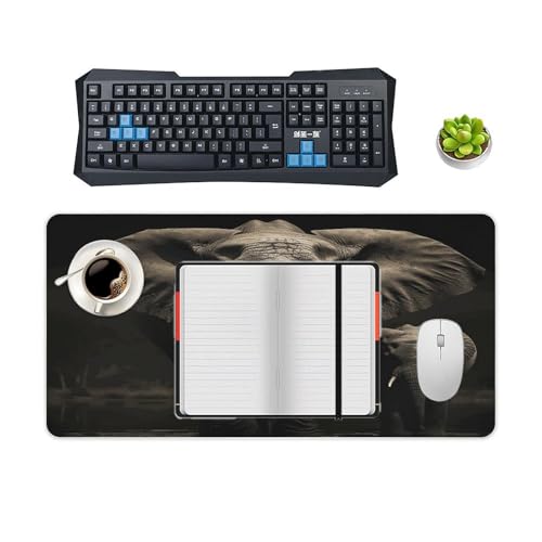 Elephant Black Desk Mat Mouse Pad Grande Antideslizante miniatura 4