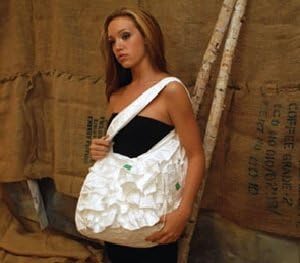 Cheeky Green WHITE FRILBO Reusable Eco-friendly Soft Strong Lightweight Stylish Bag with Ruflles chic gift