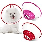 2 Pieces Pet Plastic Clear Cone Cats Recovery Cone Collar Adjustable Dog E-Collar Comfy Pet...