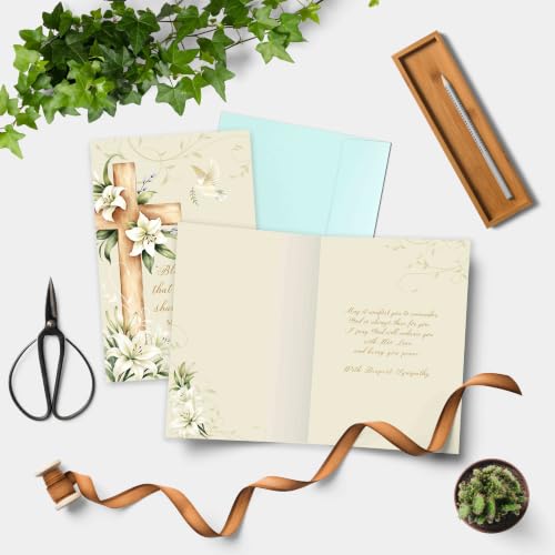 Image of Religious Sympathy Card with Bible Verse, Christian Condolence Cards for Loss of Loved One, Faith Based Bereavement Gift, Deepest Sympathy Greeting Card for Family Friend Coworker