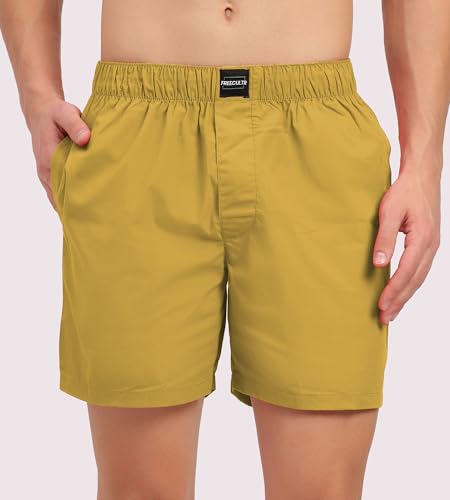 Image of Freecultr Cotton Boxer Shorts for Men Dual Pockets Moisture Wicking Microfibre | Pack of 1 | Regular Fit | Breathable & Comfortable Half Short Pants Ultrasoft Waistband