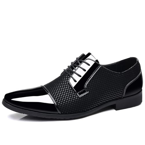 ZUAUOOT Men's Patent Tuxedo Dress Shoes Classic Lace-up Formal Business Shoes Oxfords Black 47 by ZUAUOOT - Used condition - Image 4
