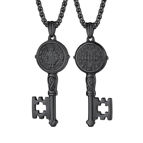 U7 Saint Michael Necklace for Men,Stainless Steel/18K Gold Plated St Michael Archangel/Saint Benedict/Saint Christopher Pnedant Amulet Necklace for Me