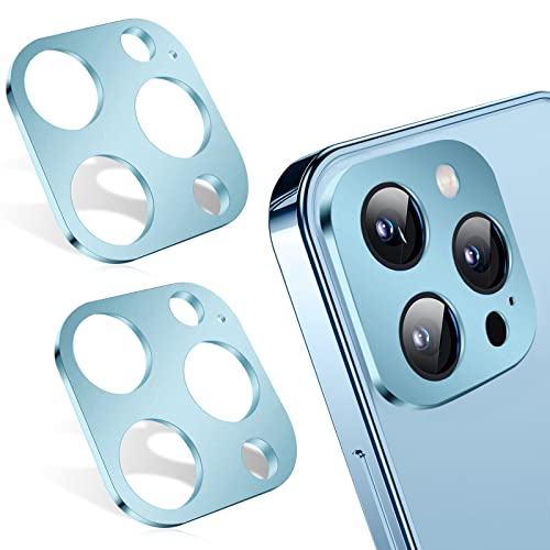 Senbos [Lot de 2] Protège-objectif Compatible avec iphone 13 Pro/ 13 Pro Max Caméra Arrière, [Non Obstrué] Protection Objectif pour iPhone 13 Pro/iPhone 13 Pro Max, Cadre en Alliage d'aluminium 9H Cover