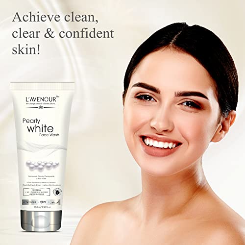 Image of L'avenour Pearly White Face Wash for Men & Women With Niacinamide, Rose Water, Reduce Wrinkles, Treat Dark Spots & Scars, Anti-Inflammatory, For Normal & Oily Skin, Paraben Free - 100ml (Pack of 2)