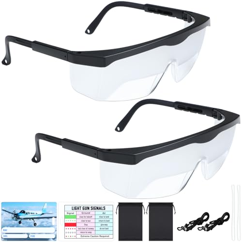 Saysurey 2 Set Aviation Flight Training Glasses Adjustable View Limiting Goggles Device, Tag Light Gun Signal(Clear)