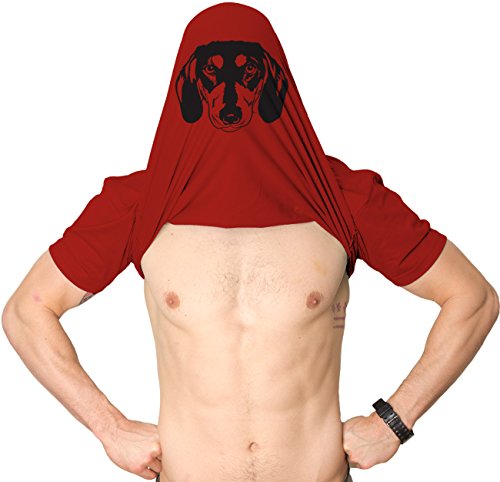 Ask Me About My Wiener Flipover T-Shirt Funny Wiener-Dog Flip Up Tee (Red) - XXL