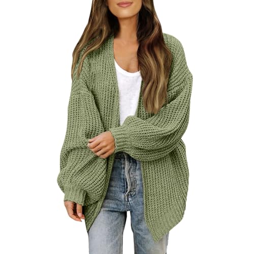 GXYANiaoy Cardigan A Manica Lunga Lavorato A Maglia Leggero Sciolto Aperto Maglione Giacca Calda con Tasche per Autunno Inverno