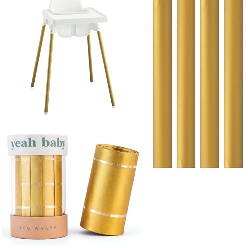 Image of Yeah Baby Goods Highchair Leg Wraps (Gold) - Compatible with The IKEA Antilop Highchair - Stylish IKEA High Chair Accessories w /Easy Self-Adhesive