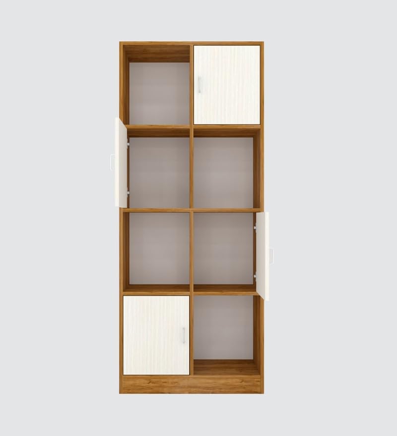 Image of SPECIALITY PANELS 8 Cube Bookshelf with Doors, Wood Bookcase Storage Organizer, 176x73x35 cm, Carpenter Assembly Provided