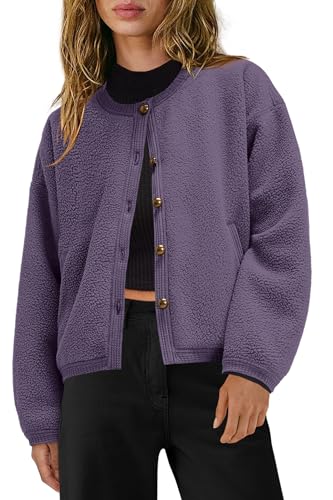 Image of Yanekop Womens Sherpa Jacket Button Down Fleece Winter Coat Fuzzy Jackets Chunky Cardigan Sweaters Open Knit Sweater