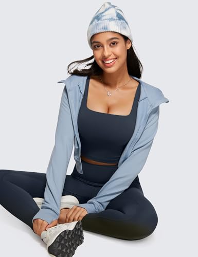 Image of CRZ YOGA Butterluxe Square Neck Crop Tank Top | Light Support, Removable Pads, Yoga, Extremely Soft, Wide Straps, Longline Sports Bras for Women