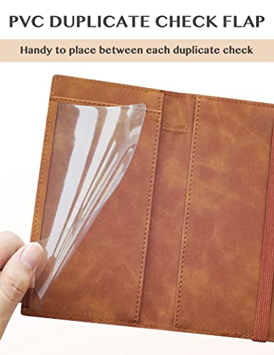 Zreal Checkbook Cover For Women & Men, Premium Pu Leather Check Book Cover For Personal Checkbook, Top & Side Tear Duplicate Checks With Rfid Blocking (Brown) #TOP4