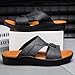 EGEBS Men's Leather Print Platform Slide Sandals Fashion Buckle Hollow Out Breathable Open Toe Lightweight Slip On Casual Slippers Summer Outdoor Indoor Anti-Slip Beach Sandals (Brown,8)
