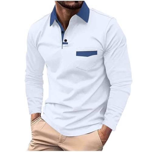 DEEX Men's Polo Shirts Long Sleeve Casual Fashion Polo Tee Shirts Color Block Slim Fit Golf Polo Shirt with Pocket
