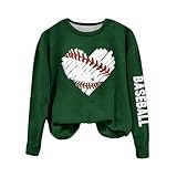 OCCOKO Sudadera Deporte Mujer San Valentín de Manga Larga con Cuello Redondo y Estampado de béisbol para el día de Mujer (Green, XXL)