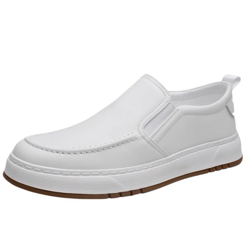 Men's Loafers Round Toe Vegan Leather Loafers Slip Resistant Flexible Anti-Slip Outdoor Slip-ons